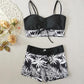 📢 LIMITED TIME 50% OFF! 👙 Women's Printed Two-Piece Swimsuit – High Waist Design, Boxer Style Bottoms & Lace-Up Detail ⏰✨