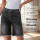 🩳 PROMO LIMITÉE -50% ! ✨ Women's Casual High Waisted Fringed Denim Shorts – Premium Stretch Denim, Boho Hem, 2 Colors, Sizes S-3XL 🌸