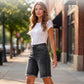 🩳 PROMO LIMITÉE -50% ! ✨ Women's Casual High Waisted Fringed Denim Shorts – Premium Stretch Denim, Boho Hem, 2 Colors, Sizes S-3XL 🌸