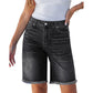 🩳 PROMO LIMITÉE -50% ! ✨ Women's Casual High Waisted Fringed Denim Shorts – Premium Stretch Denim, Boho Hem, 2 Colors, Sizes S-3XL 🌸