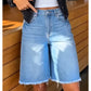 🩳 PROMO LIMITÉE -50% ! ✨ Women's Casual High Waisted Fringed Denim Shorts – Premium Stretch Denim, Boho Hem, 2 Colors, Sizes S-3XL 🌸