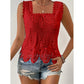 🎉 LIMITED TIME 50% OFF! 💝 Women's Elegant Square Neck Lace Tank Top – Crochet Lace & Scalloped Hem, 50K+ Sold! 🌸