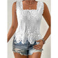 🎉 LIMITED TIME 50% OFF! 💝 Women's Elegant Square Neck Lace Tank Top – Crochet Lace & Scalloped Hem, 50K+ Sold! 🌸