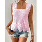 🎉 LIMITED TIME 50% OFF! 💝 Women's Elegant Square Neck Lace Tank Top – Crochet Lace & Scalloped Hem, 50K+ Sold! 🌸
