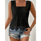 🎉 LIMITED TIME 50% OFF! 💝 Women's Elegant Square Neck Lace Tank Top – Crochet Lace & Scalloped Hem, 50K+ Sold! 🌸