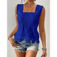 🎉 LIMITED TIME 50% OFF! 💝 Women's Elegant Square Neck Lace Tank Top – Crochet Lace & Scalloped Hem, 50K+ Sold! 🌸