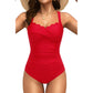 🎁 LIMITED TIME 50% OFF! 💥 Women's Classic Plus-Size One-Piece Swimsuit – Ruffled Tummy Control & Scalloped Neckline 👙