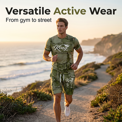 🎉 LIMITED TIME 50% OFF! 👕 Men's Casual Faux Denim Print T-Shirt Shorts Set – 33K+ Sold! 3D Digital Print & All-Day Comfort 🧢