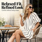 🎉 LIMITED TIME 50% OFF! 👗 Women's Casual V-Neck Puff Sleeve Dress – 63K+ Sold! Striped Design & Practical Side Pockets 🌸 标题翻译：