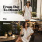 🎉 LIMITED TIME 50% OFF! 👗 Women's Casual V-Neck Puff Sleeve Dress – 63K+ Sold! Striped Design & Practical Side Pockets 🌸 标题翻译：