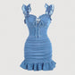 🎉 LIMITED TIME 50% OFF! 👗 Women's Ruffle Strap Ruched Denim Dress – Sculpted Hourglass Fit & Feminine Details 💙
