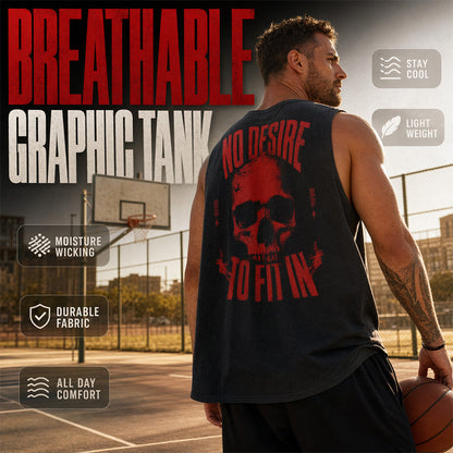 🎉 LIMITED TIME 50% OFF! 💪 Men Sleeveless Tank Top – Loose Fit Summer Gym Workout Vest with Bold Graphic Print 🔥