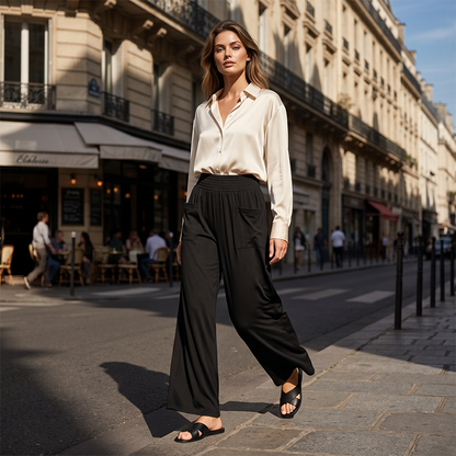 🎉 LIMITED TIME 50% OFF! 👖 Women's Casual Wide Leg Pants – Milk Silk Fabric & Elastic High Waist 🌸