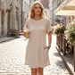 🎉 LIMITED TIME 50% OFF! 👗 Women's Short Sleeve Lace Patchwork A-Line Dress – Elegant Lace Detail & Breathable Knit Fabric 🌸