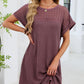 🎉 LIMITED TIME 50% OFF! 👗 Women's Short Sleeve Lace Patchwork A-Line Dress – Elegant Lace Detail & Breathable Knit Fabric 🌸