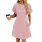 🎉 LIMITED TIME 50% OFF! 👗 Women's Short Sleeve Lace Patchwork A-Line Dress – Elegant Lace Detail & Breathable Knit Fabric 🌸