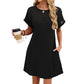 🎉 LIMITED TIME 50% OFF! 👗 Women's Short Sleeve Lace Patchwork A-Line Dress – Elegant Lace Detail & Breathable Knit Fabric 🌸