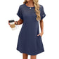 🎉 LIMITED TIME 50% OFF! 👗 Women's Short Sleeve Lace Patchwork A-Line Dress – Elegant Lace Detail & Breathable Knit Fabric 🌸