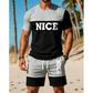 🎉 LIMITED TIME 50% OFF! 👕 Men's Color-Block Tee and Shorts Set – Breathable Fabric & Adjustable Drawstring Waist 🔥