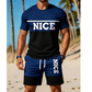 🎉 LIMITED TIME 50% OFF! 👕 Men's Color-Block Tee and Shorts Set – Breathable Fabric & Adjustable Drawstring Waist 🔥