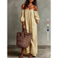 🎉 LIMITED TIME 50% OFF! 👗 Women's Off-Shoulder Maxi Dress – Lantern Sleeves, Relaxed Fit & Side Pockets 🌸