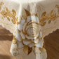 🌸 LIMITED TIME 50% OFF! 🍽️ Waterproof Gold Rose Tablecloth – Embossed Effect, Stain-Resistant & Elegant for Dining ✨