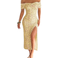 🎉 LIMITED TIME 50% OFF! 👗 Women's Off-Shoulder Floral Dress – Chic High-Slit Silhouette & Premium Breathable Fabric 🌸