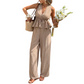 🔥 LIMITED TIME 50% OFF! ✨ Women's Elegant Stripe 2-Piece Outfit – Flattering V-Neck Peplum Top & Relaxed Wide-Leg Trousers 🌸