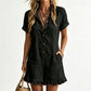 🌸 LIMITED TIME 50% OFF! 👗 Women's Short Sleeve Button Up Romper with Pockets – Breathable Fabric & Ruffled Hem Design ✨