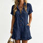 🌸 LIMITED TIME 50% OFF! 👗 Women's Short Sleeve Button Up Romper with Pockets – Breathable Fabric & Ruffled Hem Design ✨