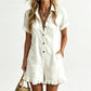 🌸 LIMITED TIME 50% OFF! 👗 Women's Short Sleeve Button Up Romper with Pockets – Breathable Fabric & Ruffled Hem Design ✨