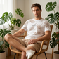 🔥 LIMITED TIME 50% OFF! 🎉 Men's Summer Printed 2-Piece Set – Tropical Palm Pattern & Breathable Fabric Blend 🌴