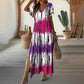 🏖️🌸 LIMITED TIME 50% OFF! 💃 Women's Casual V-Neck Gradient Dress – Dreamy Color Blend & Knee-High Side Slits ✨