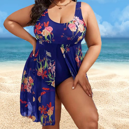 🎉 LIMITED TIME 50% OFF! 👗 Women's Floral Print One Piece Swim Dress – Flowy A-Line Skirt & Tummy Control Panel 🌸