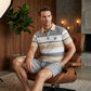 📢 LIMITED TIME 50% OFF! 👕 Men's Striped T-Shirt & Shorts 2-Piece Set – Breathable Knit Fabric & Adjustable Drawstring Waist ⏰🔥