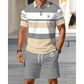 📢 LIMITED TIME 50% OFF! 👕 Men's Striped T-Shirt & Shorts 2-Piece Set – Breathable Knit Fabric & Adjustable Drawstring Waist ⏰🔥