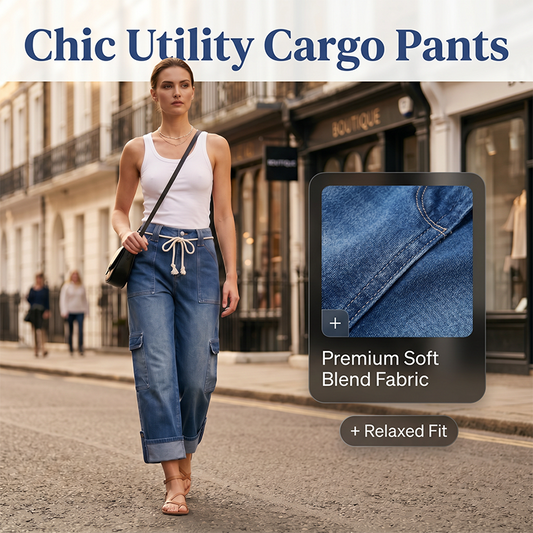 👖 50% DE RÉDUCTION ! 🌿 Pantalon Cargo Large Décontracté pour Femme – Taille Cordons Ajustable, Poches Utilitaires & Coupe Relax – Idéal pour le Quotidien, les Voyages et les Sorties – Bleu, Tailles S à 3XL ✨💙