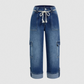 👖 50% DE RÉDUCTION ! 🌿 Pantalon Cargo Large Décontracté pour Femme – Taille Cordons Ajustable, Poches Utilitaires & Coupe Relax – Idéal pour le Quotidien, les Voyages et les Sorties – Bleu, Tailles S à 3XL ✨💙