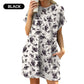 💃 LAST DAY 50% OFF! 🌐 Loose Fit Short Sleeve Dress with Versatile Print Designs – Trendy Prints & Functional Side Pockets 🌸
