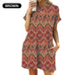 💃 LAST DAY 50% OFF! 🌐 Loose Fit Short Sleeve Dress with Versatile Print Designs – Trendy Prints & Functional Side Pockets 🌸