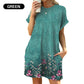 💃 LAST DAY 50% OFF! 🌐 Loose Fit Short Sleeve Dress with Versatile Print Designs – Trendy Prints & Functional Side Pockets 🌸