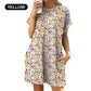 💃 LAST DAY 50% OFF! 🌐 Loose Fit Short Sleeve Dress with Versatile Print Designs – Trendy Prints & Functional Side Pockets 🌸