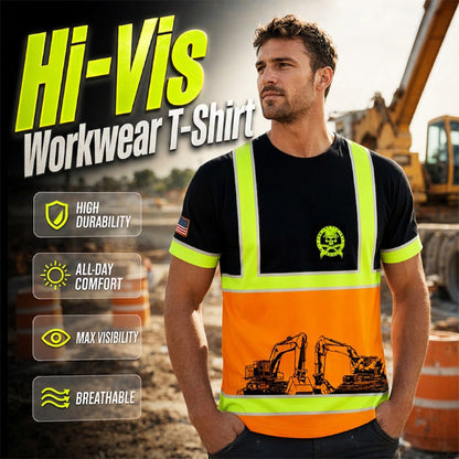 👷 50% DE RÉDUCTION ! 🦺 T-Shirt de Travail Haute Visibilité – Panneaux Fluorescents, Bande Réfléchissante & Tissu Respirant – Idéal pour Chantier, Voirie et Travaux Extérieurs – Tailles XS à 6XL ✨💪