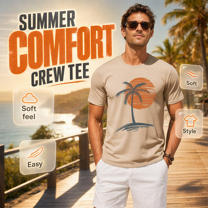 🎉 LIMITED TIME 50% OFF! 👕 Men's Casual Short Sleeve T-Shirt – Breathable Cotton Blend & Stylish Coconut Graphic 🌴