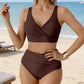 🌸 LIMITED TIME 50% OFF! ⏰ Women's High-Waisted Ruched Bikini Set – V-Neck Wrap Top & Tummy Control Bottom 👙