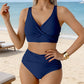 🌸 LIMITED TIME 50% OFF! ⏰ Women's High-Waisted Ruched Bikini Set – V-Neck Wrap Top & Tummy Control Bottom 👙