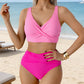 🌸 LIMITED TIME 50% OFF! ⏰ Women's High-Waisted Ruched Bikini Set – V-Neck Wrap Top & Tummy Control Bottom 👙