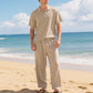 🔥 Pro-Favorite Men's Casual Linen Blend Shirt and Pants Set – Linen Blend – Breathable ☀️