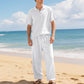 🔥 Pro-Favorite Men's Casual Linen Blend Shirt and Pants Set – Linen Blend – Breathable ☀️