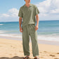 🔥 Pro-Favorite Men's Casual Linen Blend Shirt and Pants Set – Linen Blend – Breathable ☀️